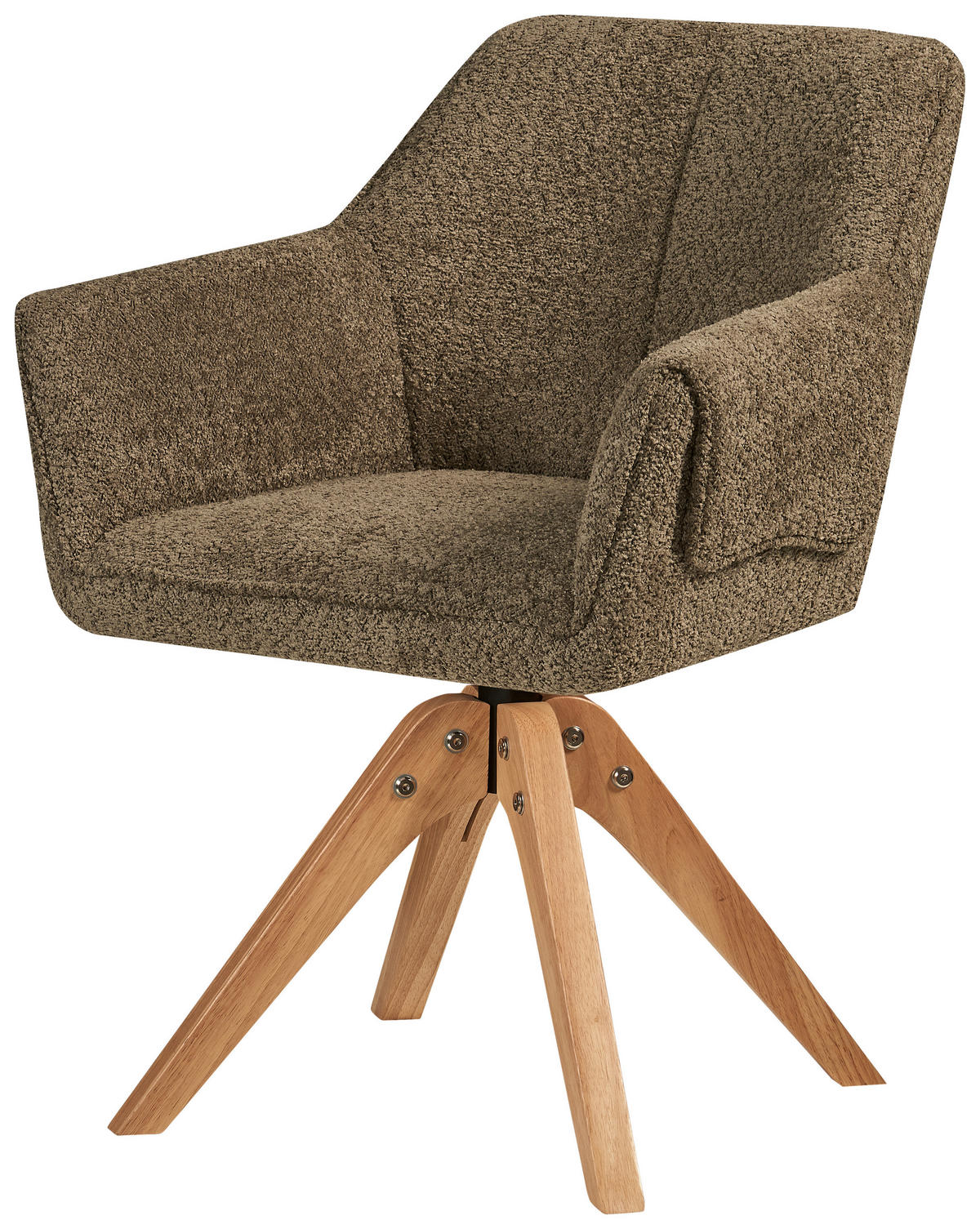 STOLIČKA S PODRÚČKAMI, buklé, hnedá - hnedá, Modern, drevo/textil (60/86,5/63,5cm) - MID.YOU