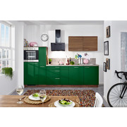 KÜCHENBLOCK - Nussbaumfarben/Grün, Design, Holzwerkstoff (290cm) - Welnova