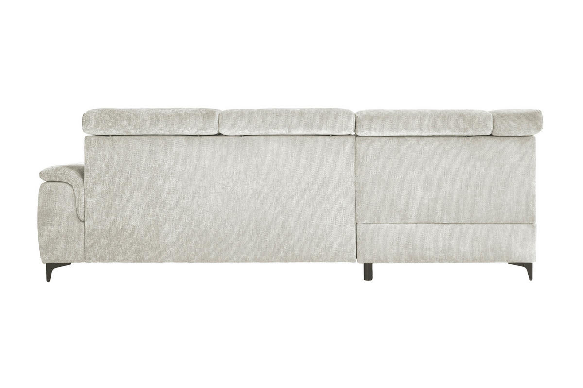 ECKSOFA Elfenbein Chenille Bettkasten, Schlaffunktion, Rücken echt, Kopfteilverstellung, Liegefläche im Originalstoff  - Elfenbein/Schwarz, KONVENTIONELL, Textil/Metall (206/265cm) - Carryhome