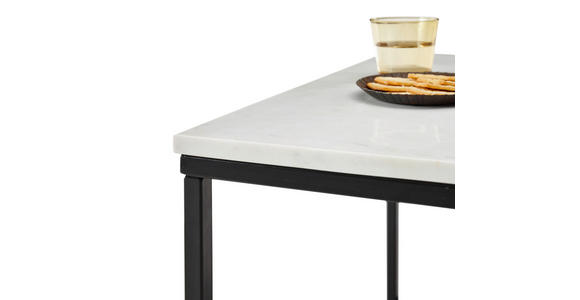COUCHTISCH 60/60/46 cm quadratisch Schwarz, Weiß - Schwarz/Weiß, Design, Stein/Metall (60/60/46cm) - Carryhome