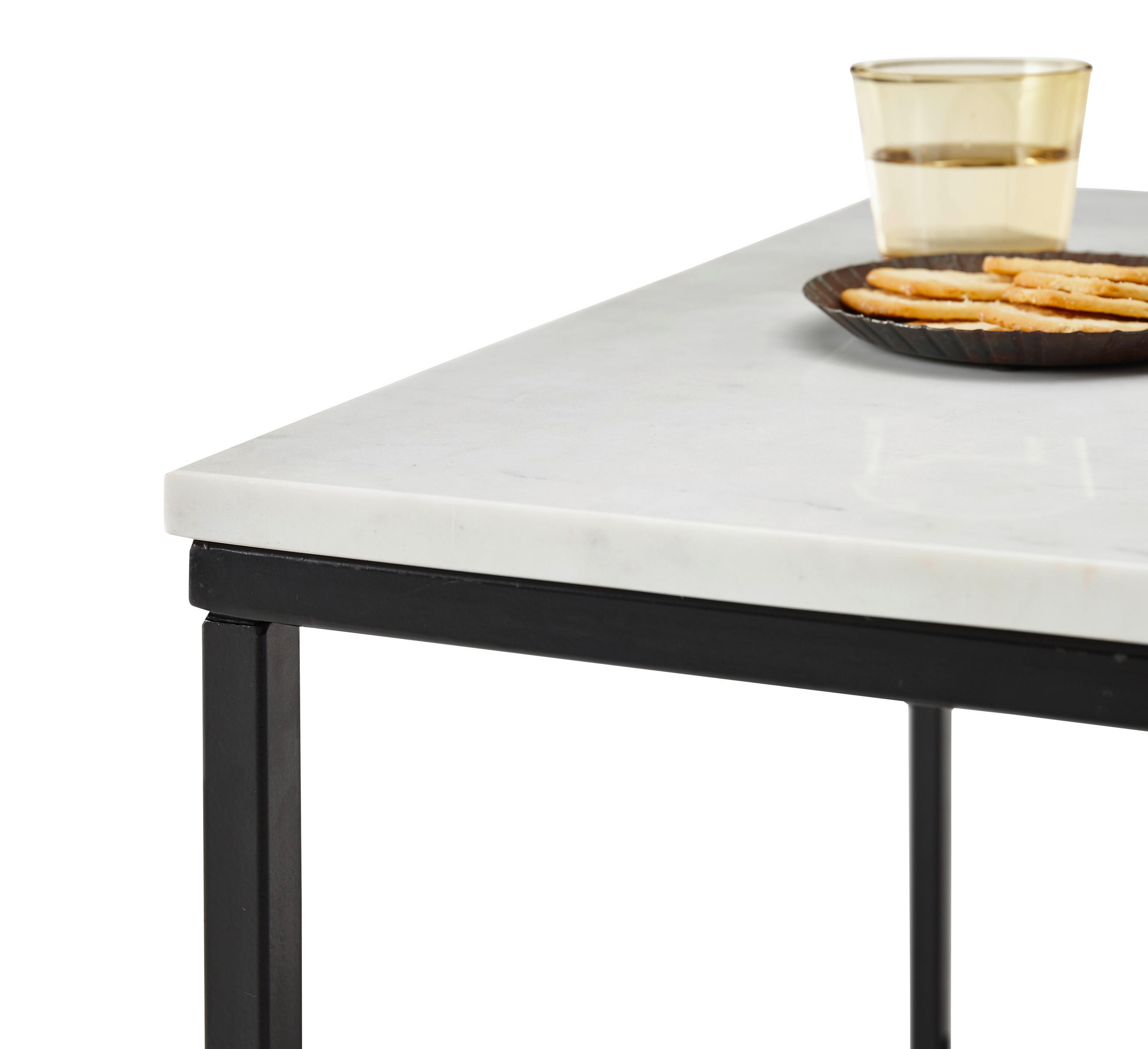 COUCHTISCH 60/60/46 cm quadratisch Schwarz, Weiß  - Schwarz/Weiß, Design, Stein/Metall (60/60/46cm) - Carryhome