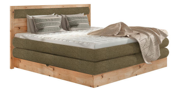 BOXSPRINGBETT 180/200 cm  in Eichefarben, Olivgrün  - Eichefarben/Schwarz, KONVENTIONELL, Holz/Holzwerkstoff (180/200cm) - Valnatura