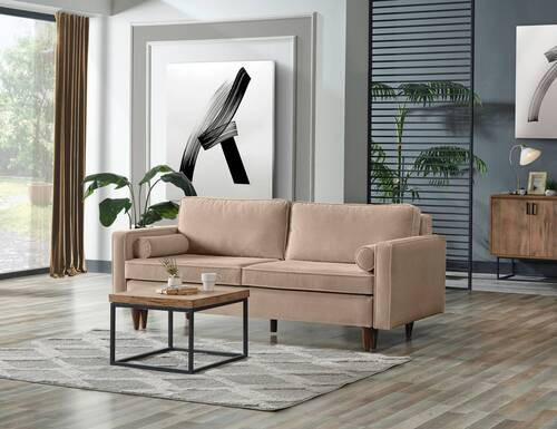 SCHLAFSOFA Cord Hellbraun  - Hellbraun/Buchefarben, MODERN, Holz/Textil (208/78/96cm) - Livetastic
