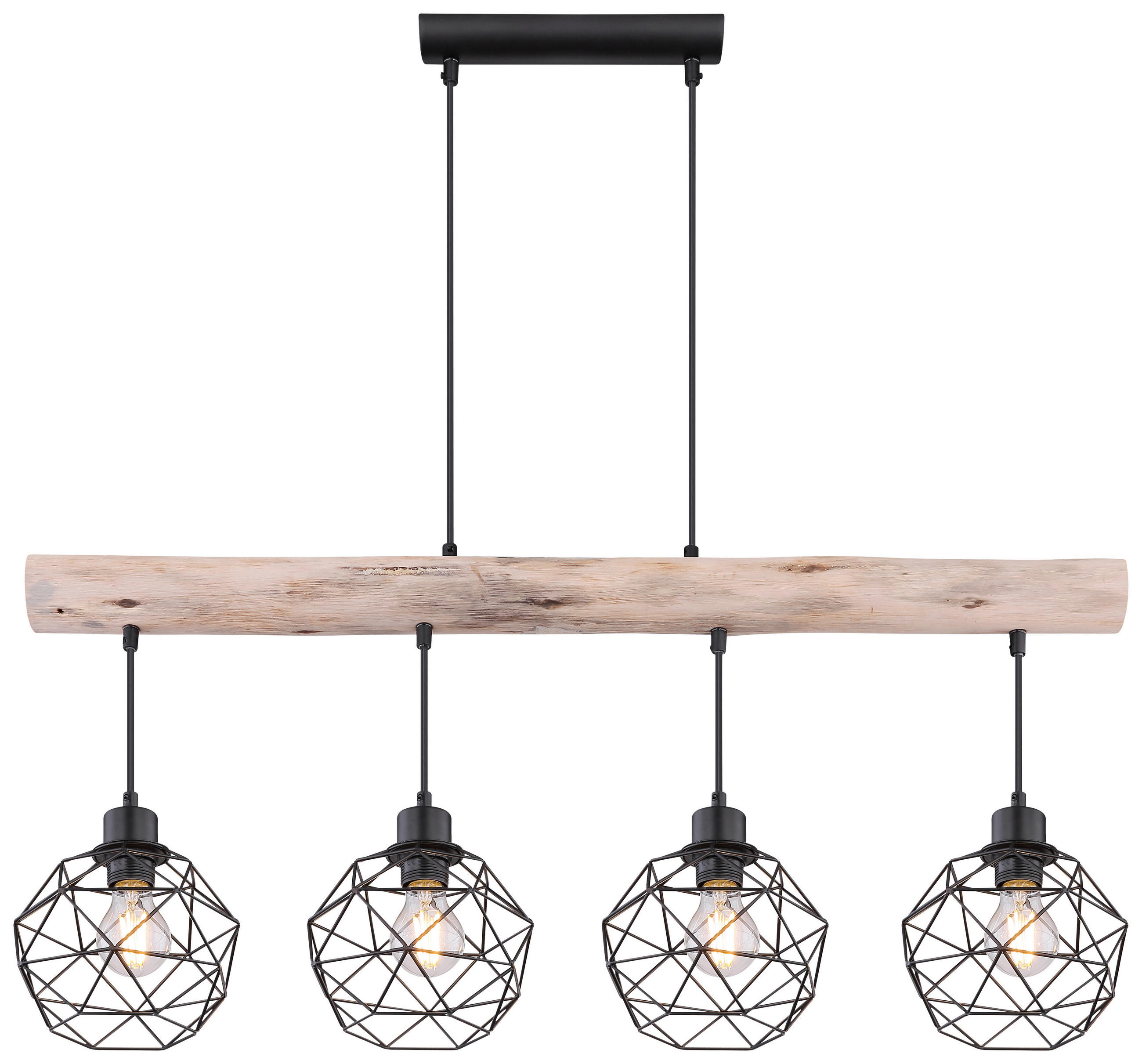 HÄNGLAMPA 85/18 cm  - svart/naturfärgad, Natur, metall/trä (85/18cm) - Globo