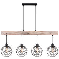 FÜGGŐLÁMPA  - natúr színű/fekete, Natur, fa/fém (85/18cm) - Globo