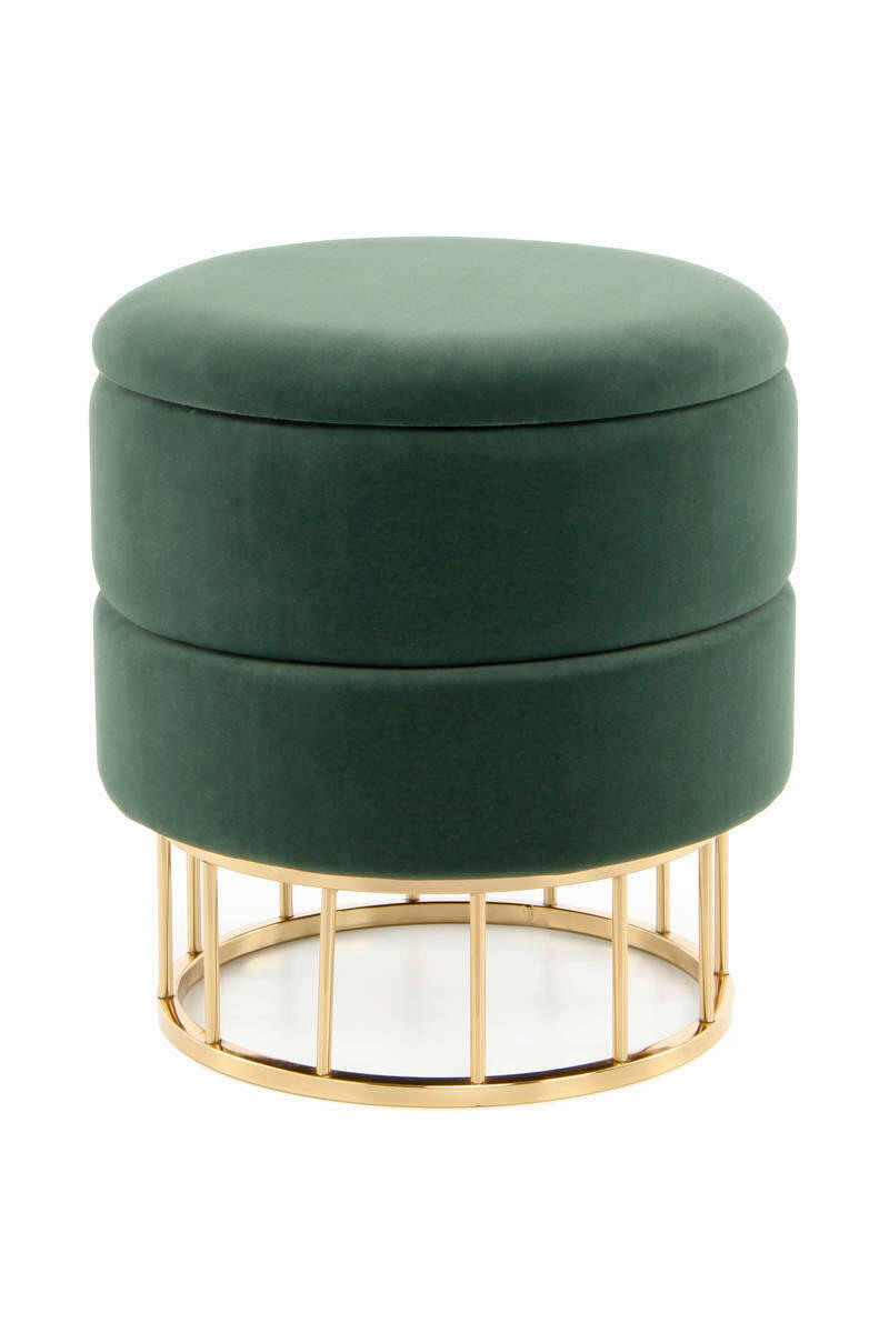 HOCKER in Metall, Kunststoff, Textil, Holzwerkstoff Goldfarben, Grün  - Goldfarben/Grün, Basics, Holzwerkstoff/Kunststoff (37,5/41/37,5cm) - Kayoom
