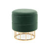 HOCKER Samt Grün, Goldfarben  - Goldfarben/Grün, Basics, Kunststoff/Textil (37,5/41/37,5cm) - Kayoom