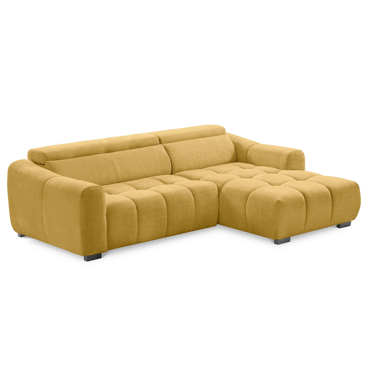 ECKSOFA  Webstoff Senfgelb  - Senfgelb/Schwarz, Design, Kunststoff/Textil (274/177cm) - Livetastic
