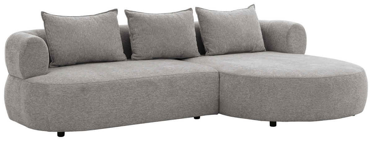 ECKSOFA in Chenille Grau  256/156 cm  - Schwarz/Grau, Design, Kunststoff/Textil (256/156cm) - Livetastic