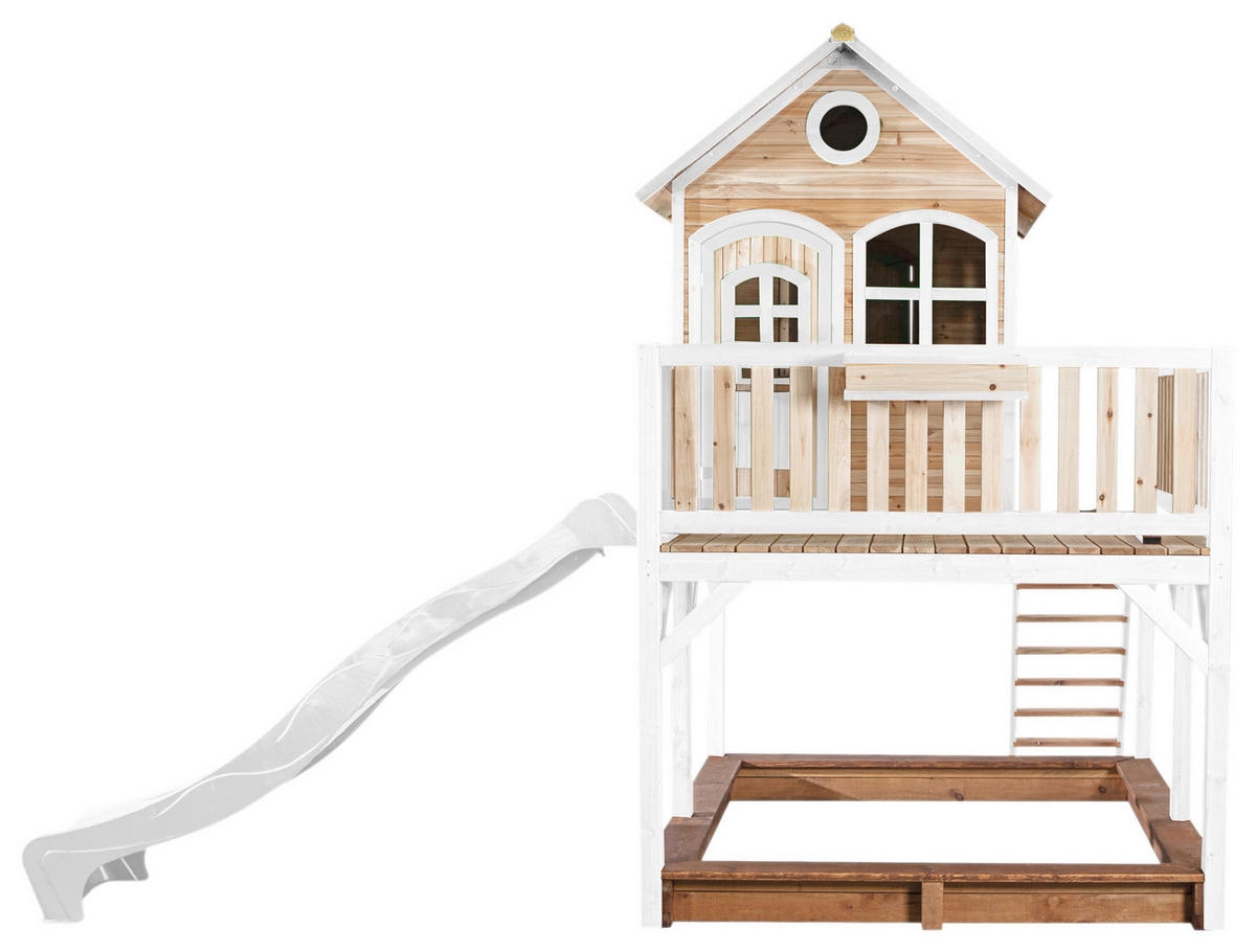 SPIELTURM 377/291/255 cm  - Braun/Weiß, KONVENTIONELL, Holz (377/291/255cm) - Ambia Garden