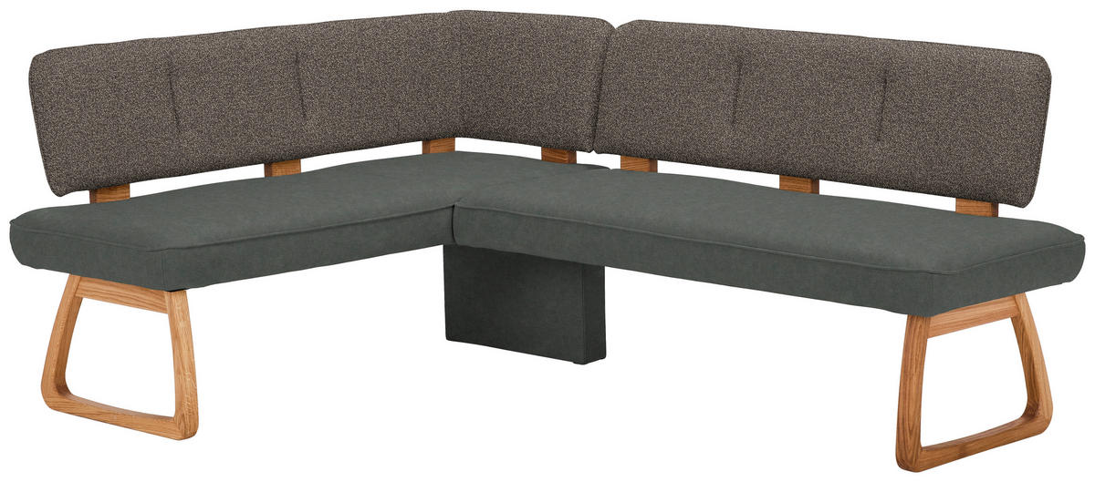 ECKBANK 155/208 cm Webstoff, Mikrofaser Grau, Dunkelgrau Eiche vollmassiv   - Dunkelgrau/Grau, KONVENTIONELL, Holz/Textil (155/208cm) - Venda