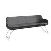 SITZBANK 200/87/65 cm Echtleder Dunkelgrau Metall  - Edelstahlfarben/Dunkelgrau, Design, Leder/Metall (200/87/65cm) - Musterring