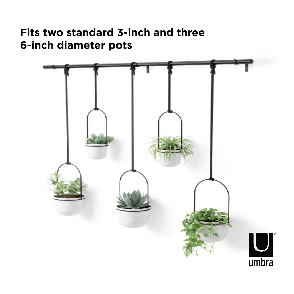 PFLANZENTOPF   - Schwarz/Weiß, Design, Kunststoff/Metall (18,4/94,6/137,8cm) - Umbra