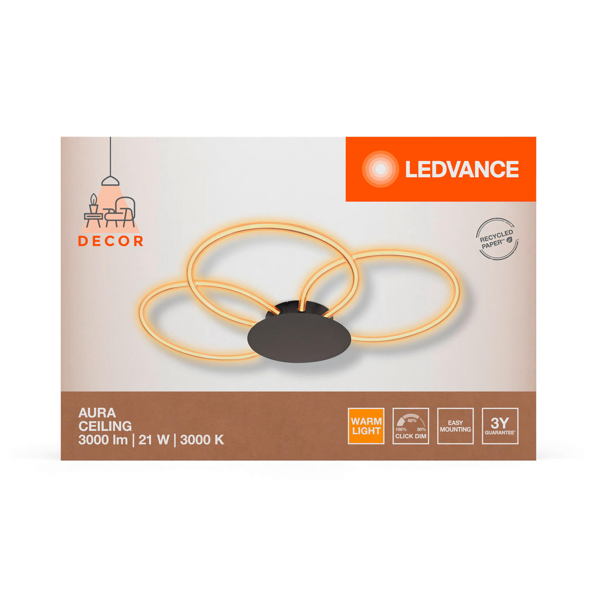 LED-DECKENLEUCHTE 7,5/91,3 cm   - Dunkelgrau, KONVENTIONELL, Kunststoff (7,5/91,3cm) - Ledvance