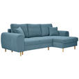 ECKSOFA Blau Webstoff  - Blau/Naturfarben, KONVENTIONELL, Holz/Textil (250/145cm) - Carryhome