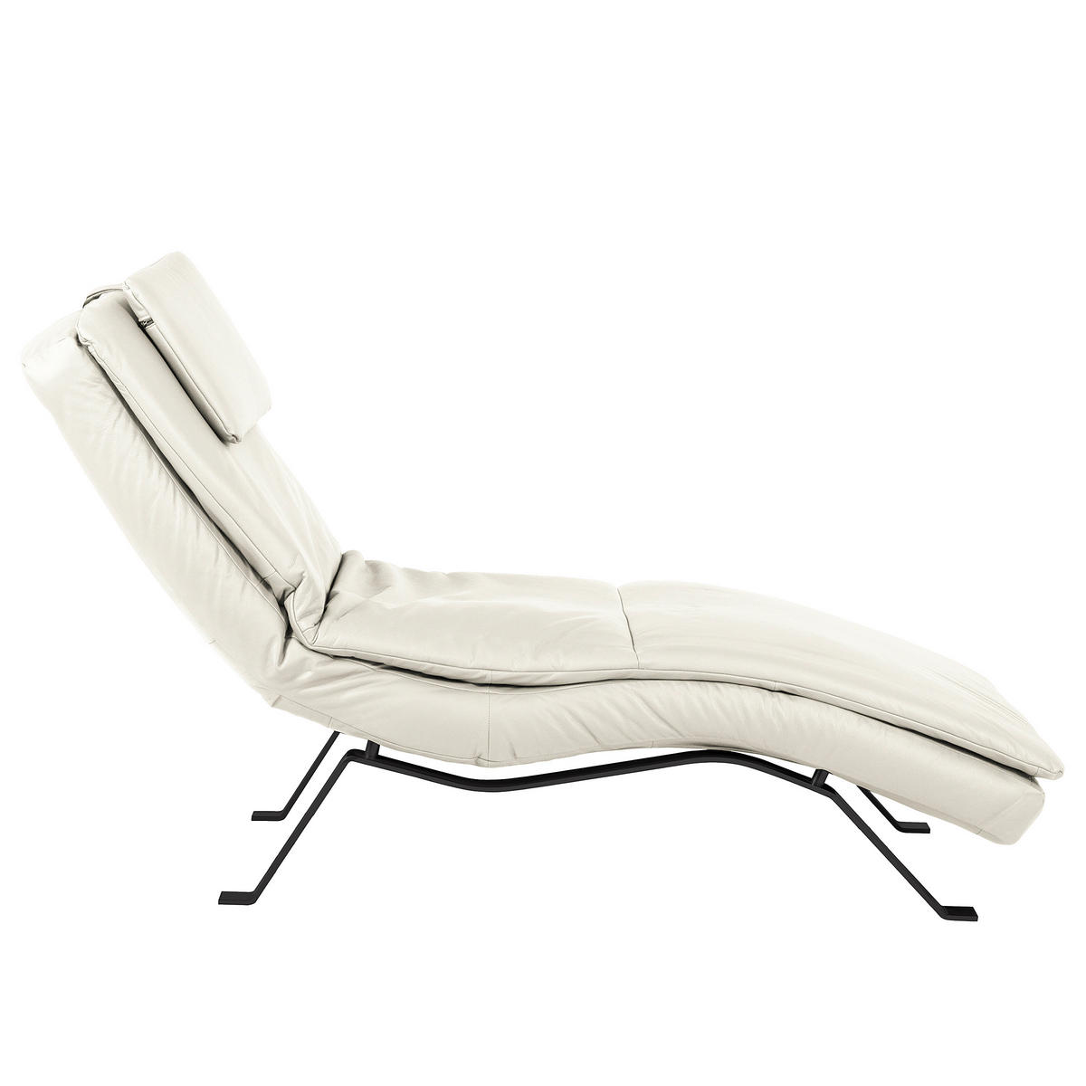 RELAXLIEGE Echtleder Weiß  - Schwarz/Weiß, Design, Leder/Metall (65/95/171cm) - Celina Home