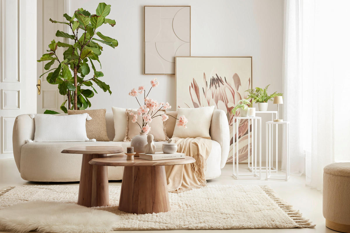 BIG SOFFA i chenille beige  - beige/svart, Modern, textil/plast (235/72/110cm) - MID.YOU