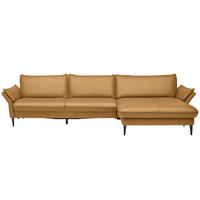 ECKSOFA Echtleder Currygelb  - Currygelb/Schwarz, Design, Leder/Metall (334/172cm) - Valdera