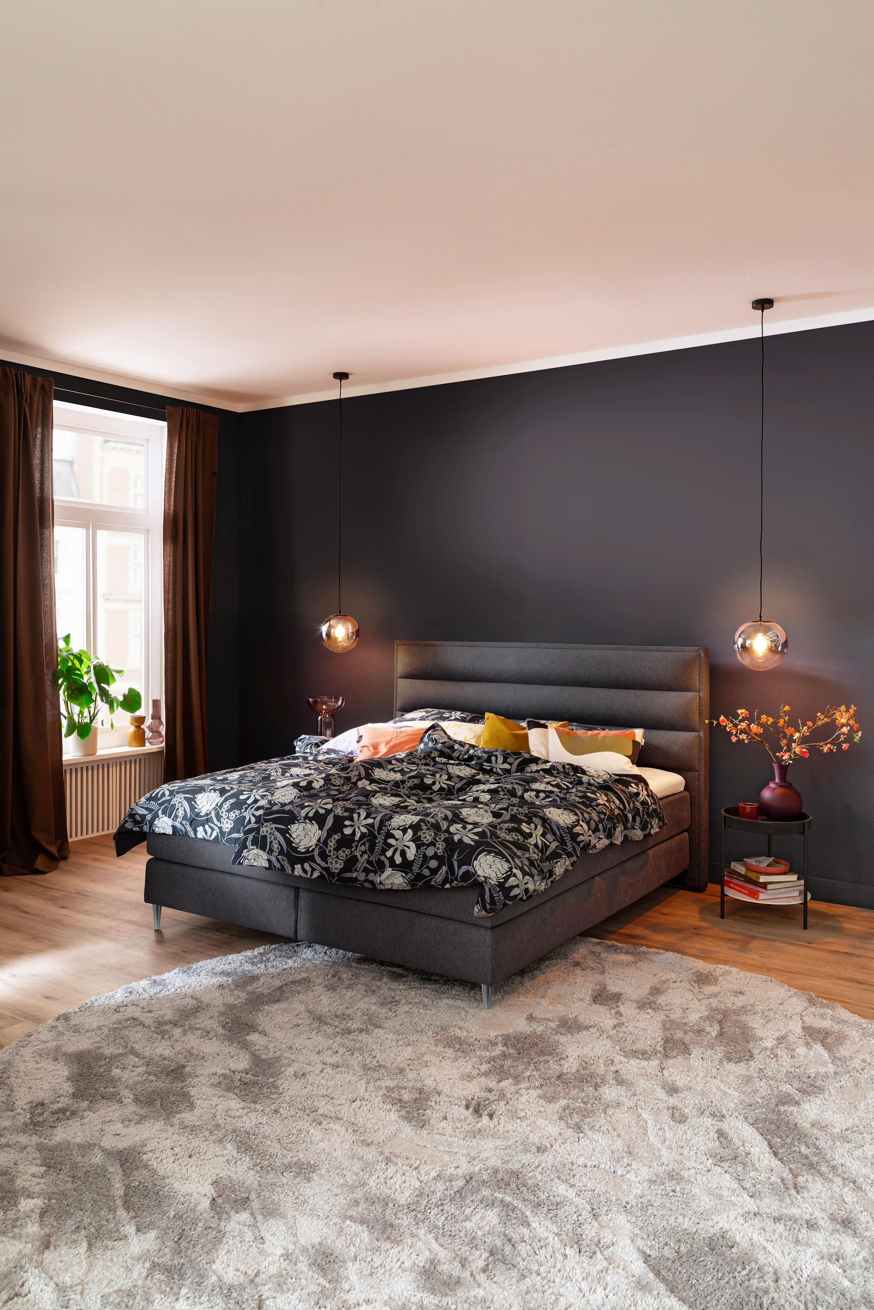 BOXSPRINGBETT 160/200 cm  in Anthrazit  - Edelstahlfarben/Anthrazit, Design, Textil/Metall (160/200cm) - Schöner Wohnen