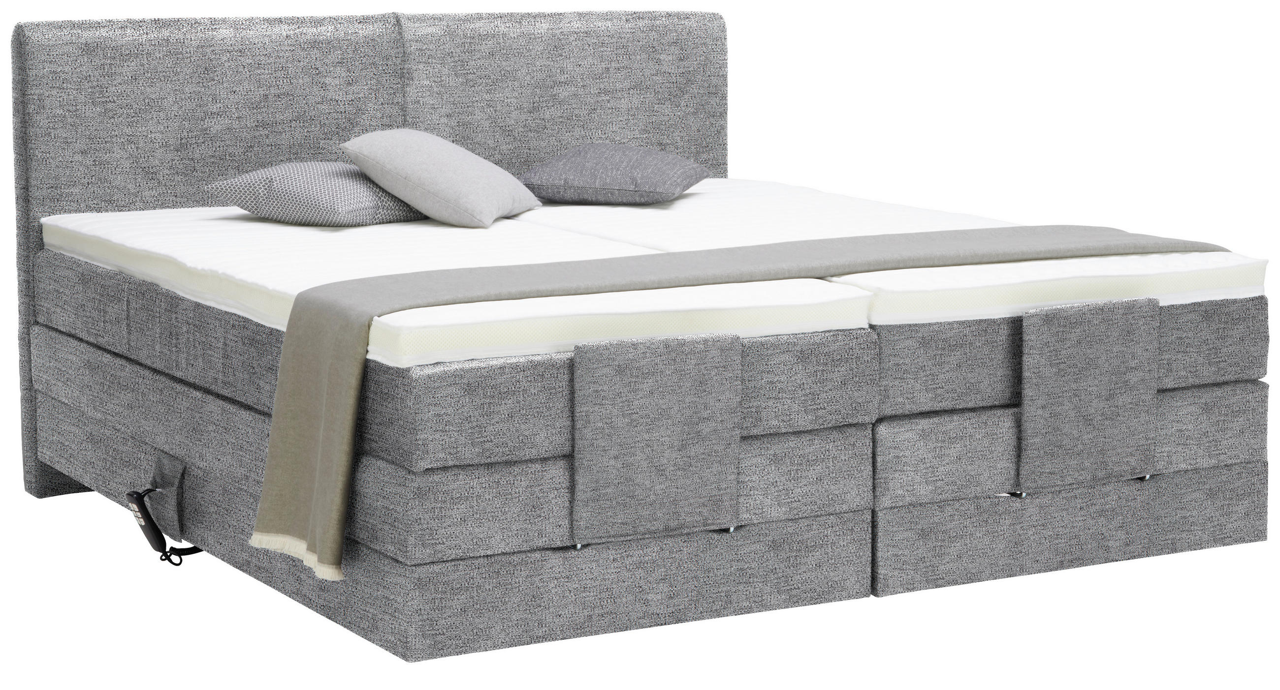 BOXSPRINGBETT 160/200 cm  in Grau  - Schwarz/Grau, Design, Kunststoff/Textil (160/200cm) - Hom`in
