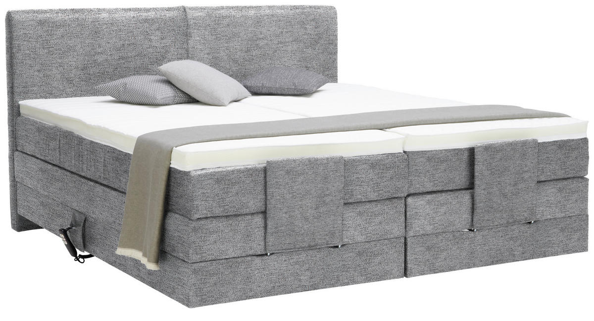 BOXSPRINGBETT 180/200 cm  in Grau  - Schwarz/Grau, Design, Kunststoff/Textil (180/200cm) - Hom`in