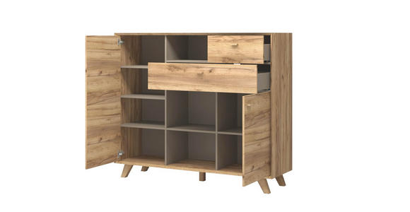 KOMMODE melaminharzbeschichtet Eichefarben - Eichefarben, Design, Holz/Holzwerkstoff (142/120/41cm) - Linea Natura