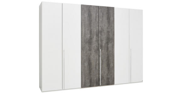DREHTÜRENSCHRANK 6-türig Grau, Weiß - Weiß/Grau, Design, Holzwerkstoff/Metall (300/223/64cm) - Dieter Knoll