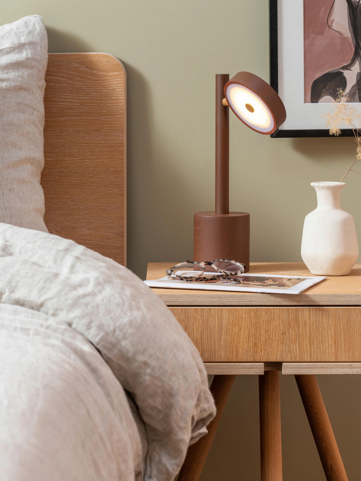 TISCHLEUCHTE Good & Mojo 21/21/35 cm  - Braun/Weiß, Trend, Holz (21/21/35cm) - Good & Mojo