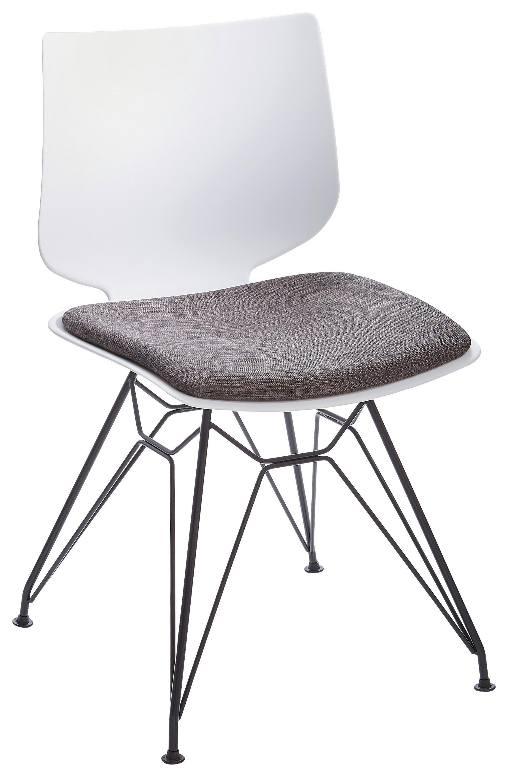 Stuhl in Metall, Kunststoff Anthrazit, Schwarz, Weiß