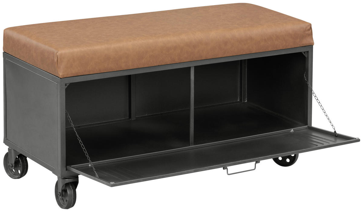 GARDEROBENBANK - Schwarz/Braun, KONVENTIONELL, Textil/Metall (95/51.5/40.5cm) - Livetastic