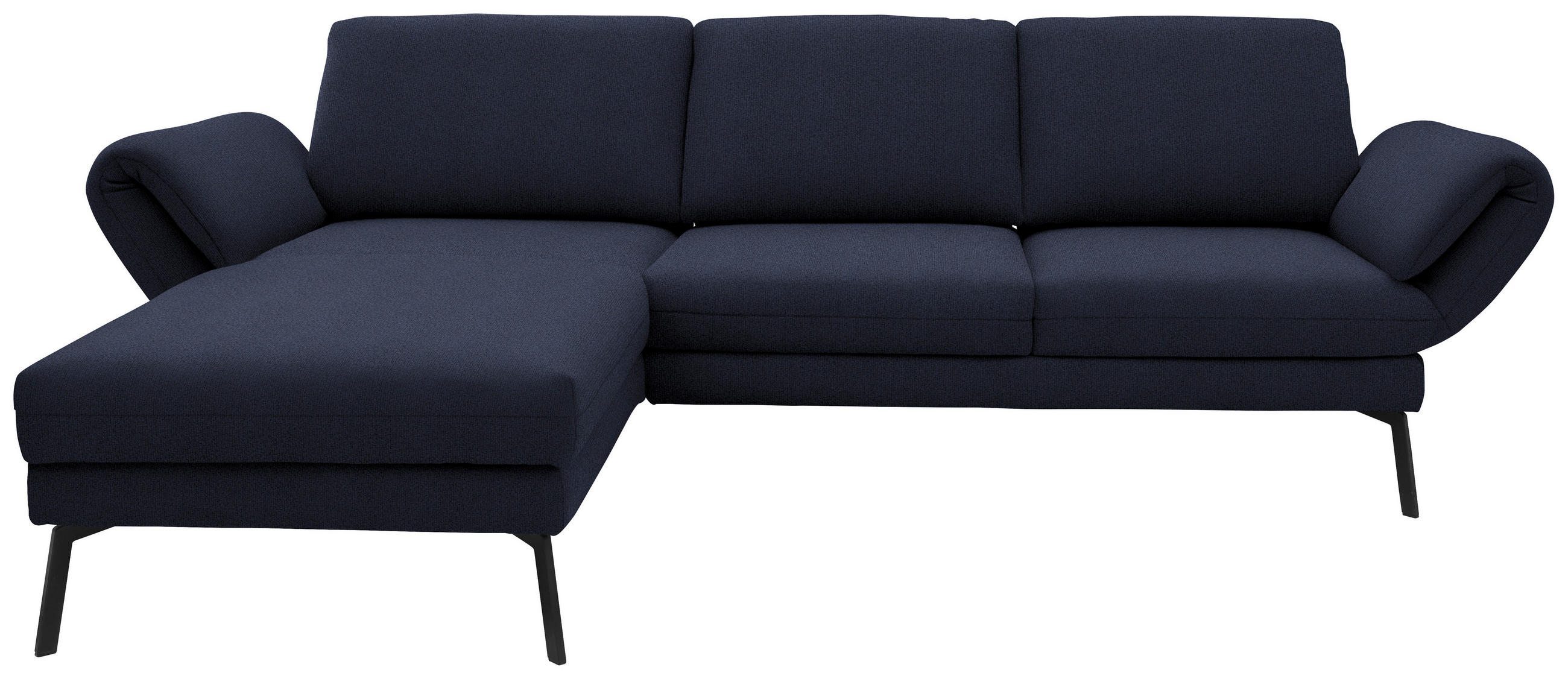 ECKSOFA  in Flachgewebe Blau  175-224/255-365 cm  - Blau/Schwarz, Design, Textil/Metall (175-224/255-365cm) - Dieter Knoll
