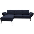 ECKSOFA  in Flachgewebe Blau Armteilverstellung, Relaxfunktion, Drehsitzfunktion  175-224/255-365 cm  - Blau/Schwarz, Design, Textil/Metall (175-224/255-365cm) - Dieter Knoll