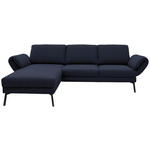 ECKSOFA  in Flachgewebe Blau  175-224/255-365 cm  - Blau/Schwarz, Design, Textil/Metall (175-224/255-365cm) - Dieter Knoll