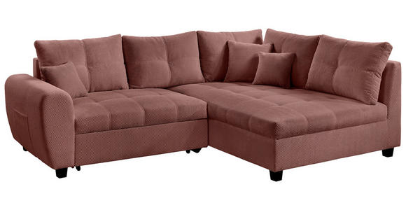 ECKSOFA Altrosa Plüsch  - Schwarz/Altrosa, KONVENTIONELL, Kunststoff/Textil (249/175cm) - Carryhome