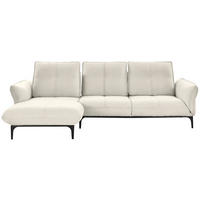 ECKSOFA in Echtleder Weiss  - Weiss/Schwarz, Natur, Leder (182/277cm) - Valnatura