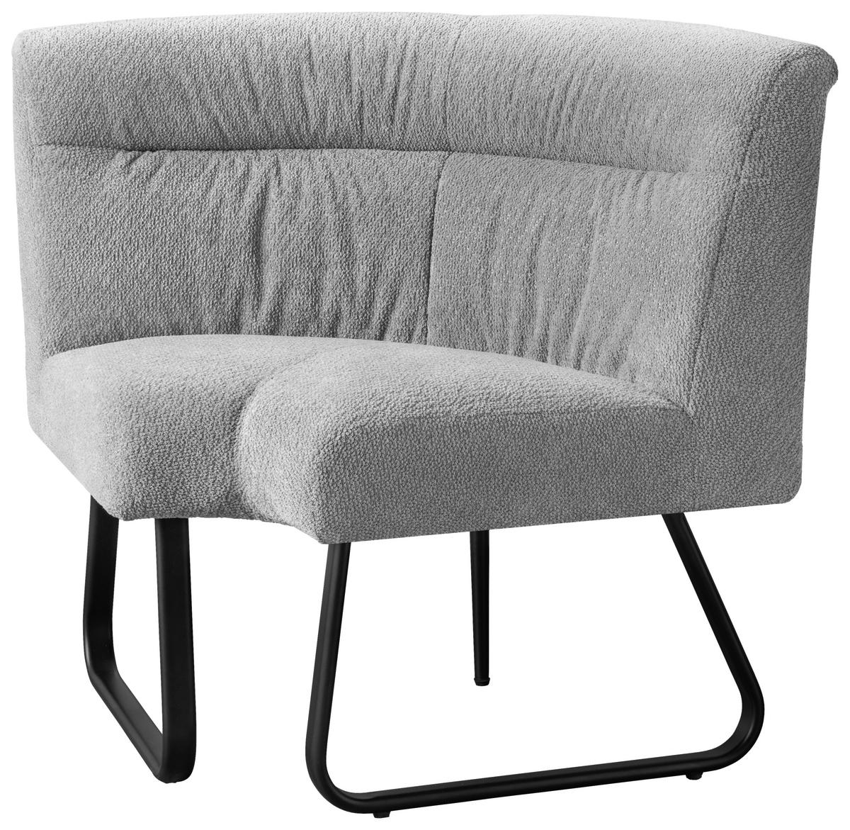 ECKELEMENT in Mikrofaser   - Schwarz/Grau, Design, Textil/Metall (105/86/61cm) - Stylife