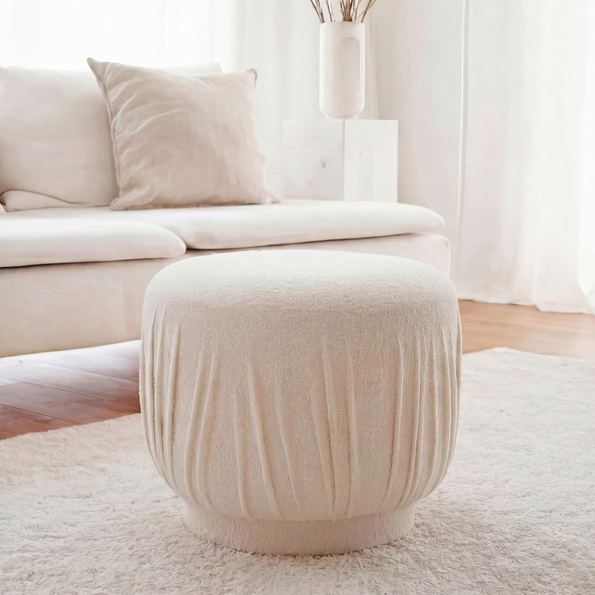 HOCKER Textil Creme  - Creme, Design, Textil (50/40/50cm) - Livetastic