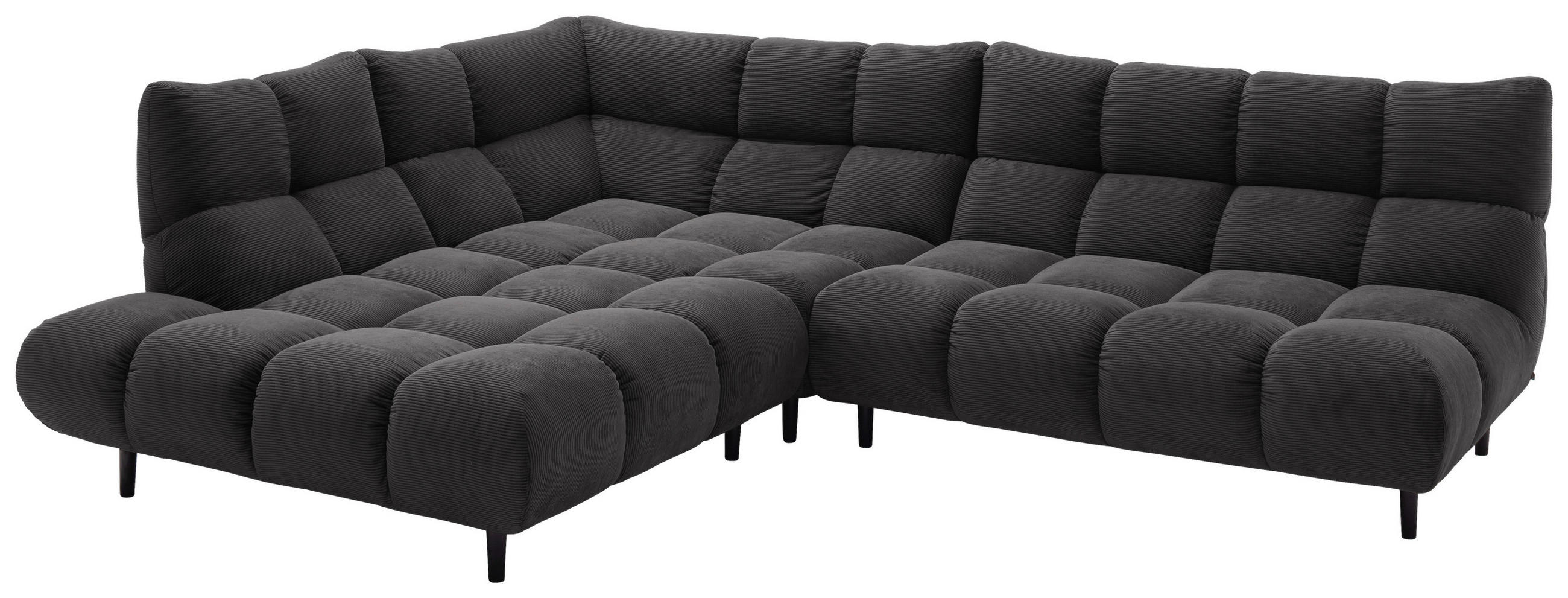 ECKSOFA Ottomane links, Eckteil  Mokka Feincord  - Schwarz/Mokka, Design, Holz/Textil (215/288cm) - Pure Home Lifestyle