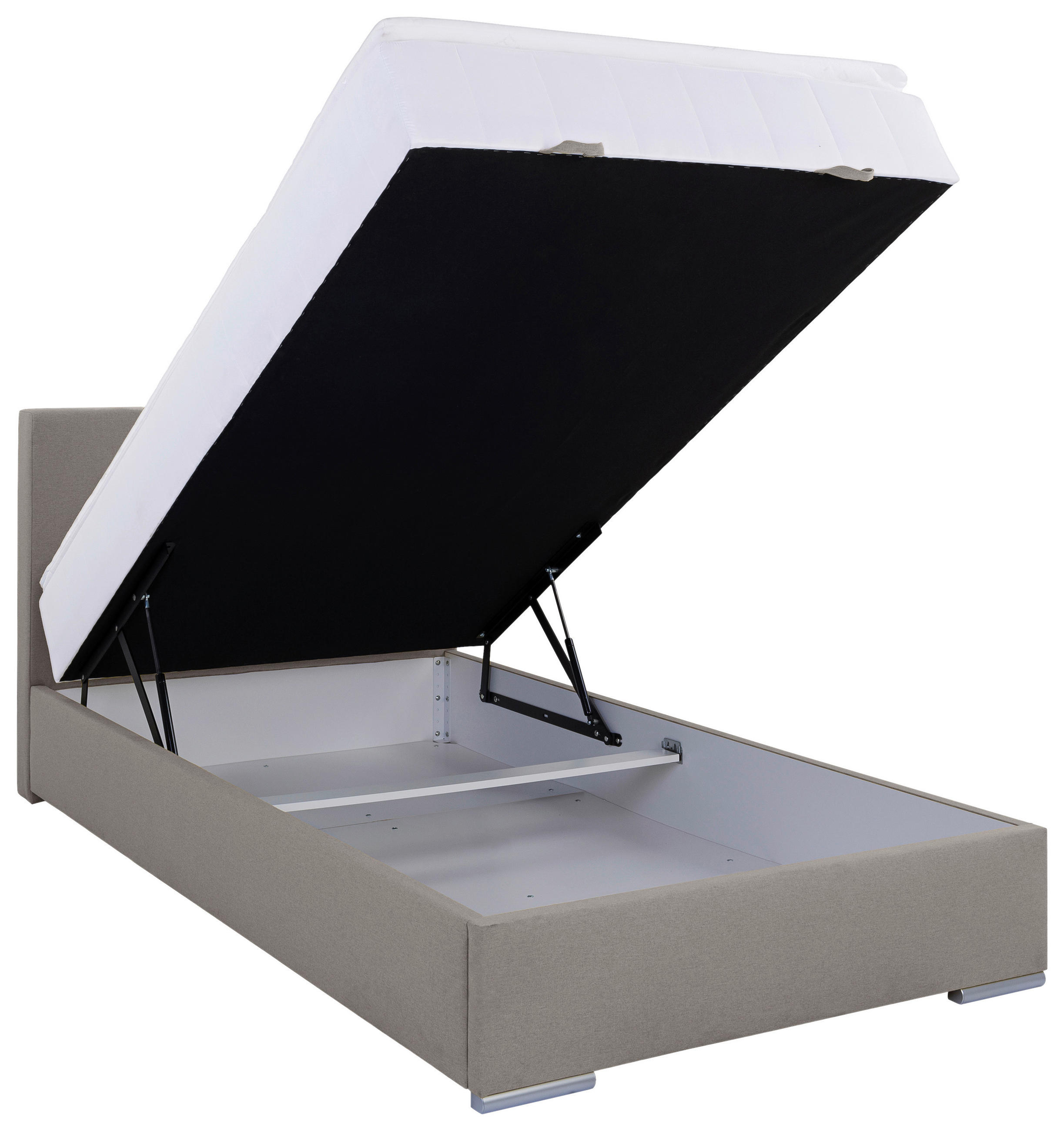 POLSTERBETT Bettkasten, Topper 120/200 cm  in Taupe  - Taupe/Chromfarben, KONVENTIONELL, Holz/Kunststoff (120/200cm) - MID.YOU