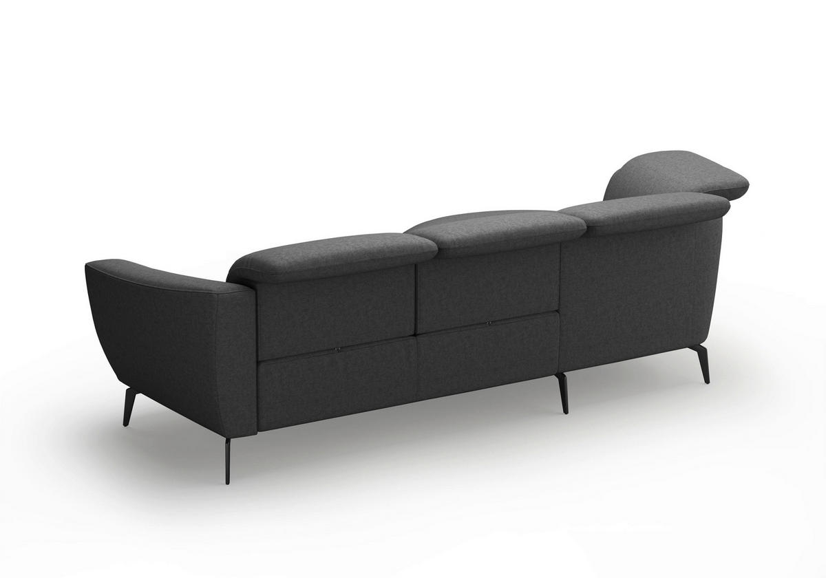 ECKSOFA in Flachgewebe Dunkelgrau  - Dunkelgrau/Schwarz, Konventionell, Textil/Metall (199/309cm) - Sit & More