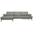 ECKSOFA in Echtleder Hellgrau  - Hellgrau/Schwarz, Design, Leder/Metall (157/325cm) - Dieter Knoll