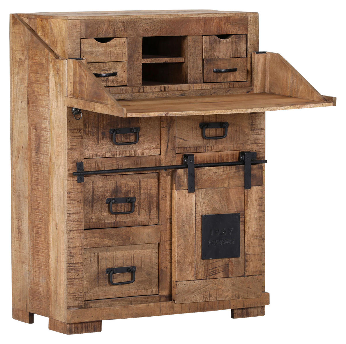 SEKRETÄR   - Schwarz/Braun, LIFESTYLE, Holz (80/107/39cm) - Landscape