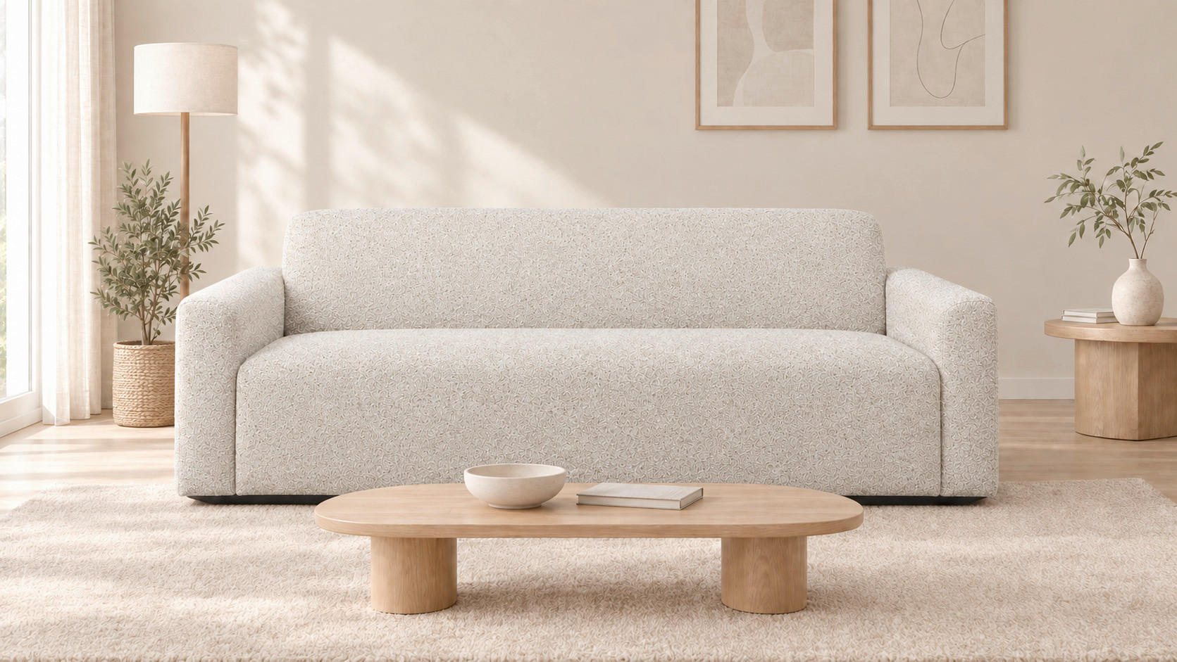 2-SITZER-SOFA Hector in Creme  - Creme/Schwarz, Design, Textil (203/71/92cm) - Livetastic