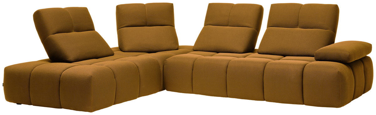ECKSOFA in Struktur Senfgelb  233/313 cm  - Senfgelb/Schwarz, Design, Kunststoff/Textil (233/313cm) - Emilio Belluti