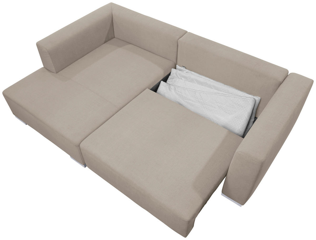 ECKSOFA inkl. Funktion Heaven Beige Flachgewebe  - Chromfarben/Beige, KONVENTIONELL, Textil/Metall (162/242cm) - Tom Tailor