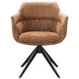 ARMLEHNSTUHL  in Eisen Webstoff, Mikrofaser  - Cognac/Schwarz, Design, Textil/Metall (62/83/60cm) - Novel