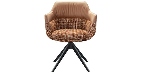 ARMLEHNSTUHL in Eisen Webstoff, Mikrofaser - Cognac/Schwarz, Design, Textil/Metall (62/83/60cm) - Novel