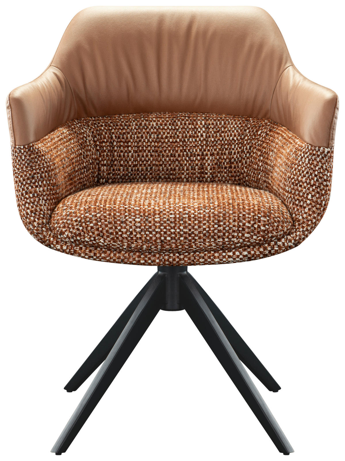 ARMLEHNSTUHL  in Eisen Webstoff, Mikrofaser  - Cognac/Schwarz, Design, Textil/Metall (62/83/60cm) - Novel