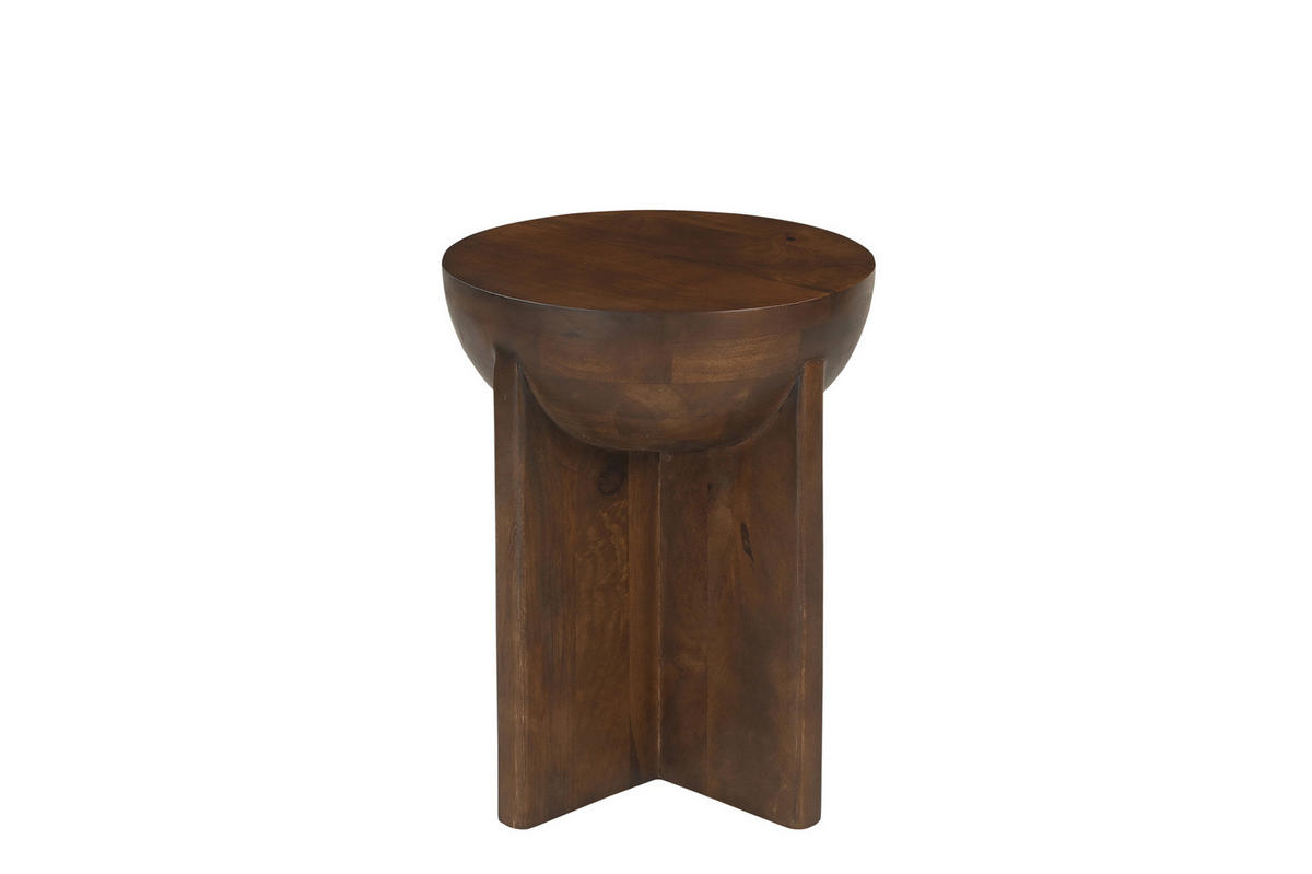 BEISTELLTISCH 40/40/50 cm Mangoholz massiv Braun rund  - Braun, Design, Holz (40/40/50cm) - MID.YOU