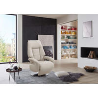 RELAXSESSEL Echtleder    - Edelstahlfarben/Weiß, KONVENTIONELL, Leder/Metall (74/111/77cm) - Sit & More